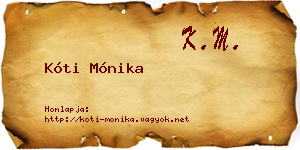 Kóti Mónika névjegykártya